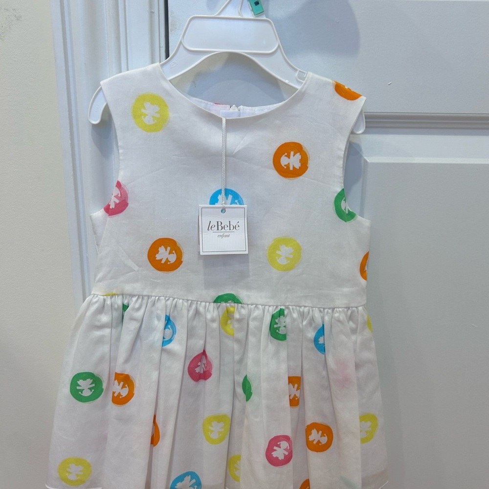 White and Green Kids Dress